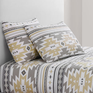 Hiend Accents 200tc Cotton Desert Sage Sheet Set - Luxurious 4-piece Collection With Stylish Aztec Patterns Multi Color 100% Cotton Ss1939-fl-oc