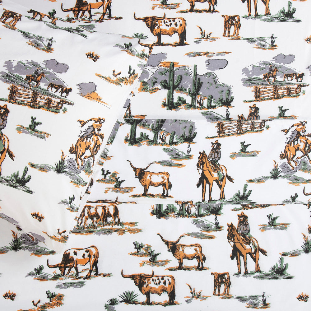 Hiend Accents 200tc Cotton Ranch Life Sheet Set - Charming Rustic Bedding With Cowboy And Wildlife Prints Duffle Bag 100% Cotton Ss2138-fl-df