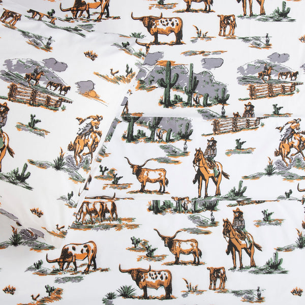 Hiend Accents 200tc Cotton Ranch Life Sheet Set - Charming Rustic Bedding With Cowboy And Wildlife Prints Duffle Bag 100% Cotton Ss2138-kg-df