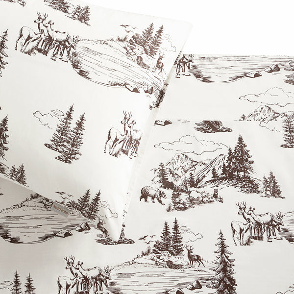 Hiend Accents 200tc Cotton Sheet Set - Nature-inspired Design With Woodland Illustrations For Cozy Bedrooms White 100% Cotton Ss2239-tw-wh