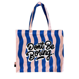 TOV Furniture Don't Be Boring Pink and Blue Striped Tote Bag – Vibrant, Lightweight, Durable, Perfect for Every Occasion! TOV-M18935