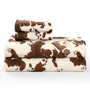 Hiend Accents 200tc Cotton Elsa Cowhide Sheet Set - Rustic Charm Meets Modern Comfort For A Cozy Bedroom Escape Chocolate 100% Cotton Ss3067-qn-br