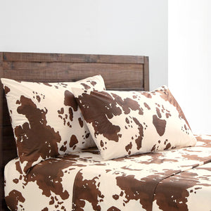 Hiend Accents 200tc Cotton Elsa Cowhide Sheet Set - Rustic Charm Meets Modern Comfort For A Cozy Bedroom Escape Chocolate 100% Cotton Ss3067-kg-br