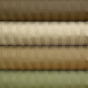 Hiend Accents 350tc Luxurious Cotton Sheet Set For Ultimate Comfort – Elegant Sage Woven Sateen Stripe Design Green 100% Cotton Ss3500-qn-sg