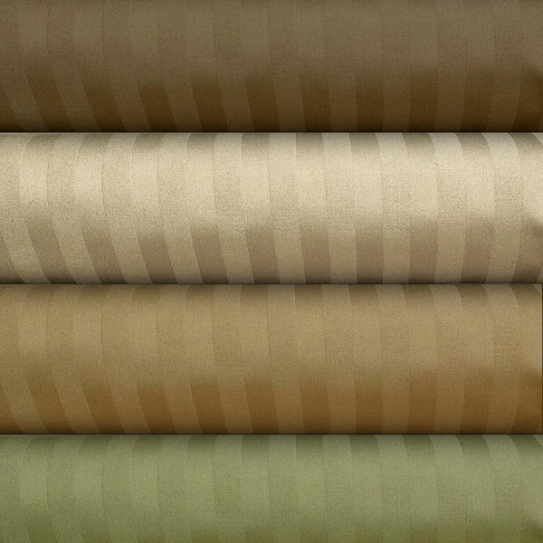 Hiend Accents 350tc Luxurious Cotton Sheet Set For Ultimate Comfort – Elegant Sage Woven Sateen Stripe Design Green 100% Cotton Ss3500-qn-sg