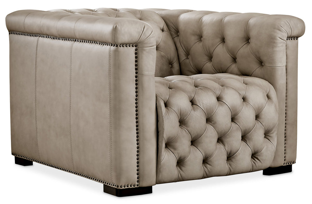 Hooker Furniture Savion Leather Power Recliner with Tufted Upholstery and Adjustable Headrest Support SS434-P1-082