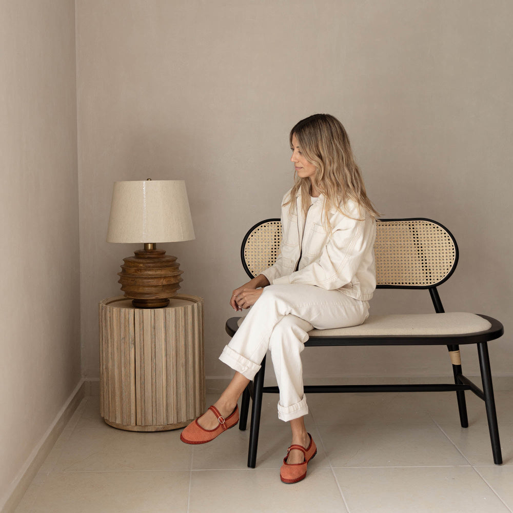 Lh Imports Dawson Small Bench - Elegant Black Design With Solid Ash Frame, Rattan Back, And Foam Comfort Seat Black,Beige Ash Wood,Rattan,Fabric Ssb01