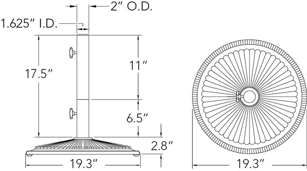 Simplyshade Coral 50lb Cast Iron Base - Durable Umbrella Support With Classic Design For Outdoor Stability Black Black Ssbw509