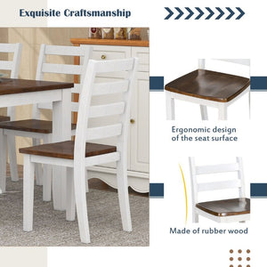 English Elm Trexm Farmhouse Six Piece Dining Set with Rubberwood Legs Distressed Walnut Finish Walnut + Cottage White ST000042AAA-2026