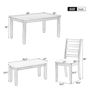 English Elm Trexm Farmhouse Six Piece Dining Set with Rubberwood Legs Distressed Walnut Finish Brown + Whitewash ST000042AAD-2026