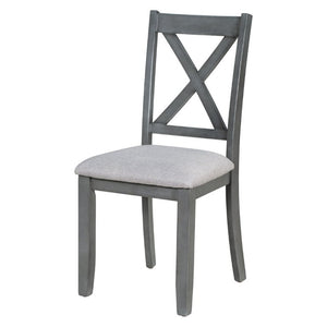 English Elm Trexm Foldable Solid Rubberwood 6 Person Dining Set with Bench and X Detail Chairs ST000046AAE-2026
