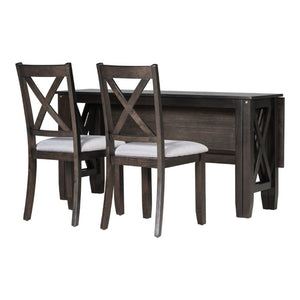 English Elm Trexm Six Piece Solid Rubberwood Foldable Dining Set with Bench Espresso Finish ST000046AAP-2026