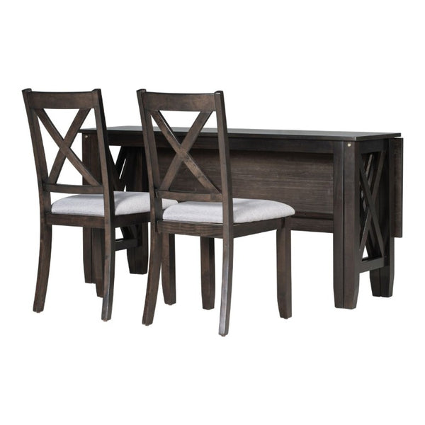 English Elm Trexm Six Piece Solid Rubberwood Foldable Dining Set with Bench Espresso Finish ST000046AAP-2026