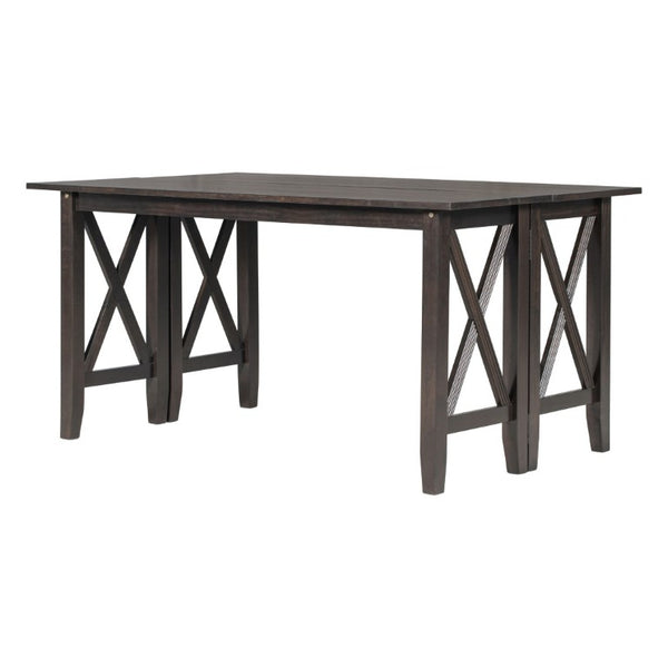 English Elm Trexm Six Piece Solid Rubberwood Foldable Dining Set with Bench Espresso Finish ST000046AAP-2026