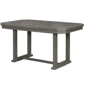 English Elm Trexm 6 Piece Acacia Veneer Dining Set with Wire Brushed Rubberwood Frame and Cushioned Chairs Grey ST000049AAE-2026