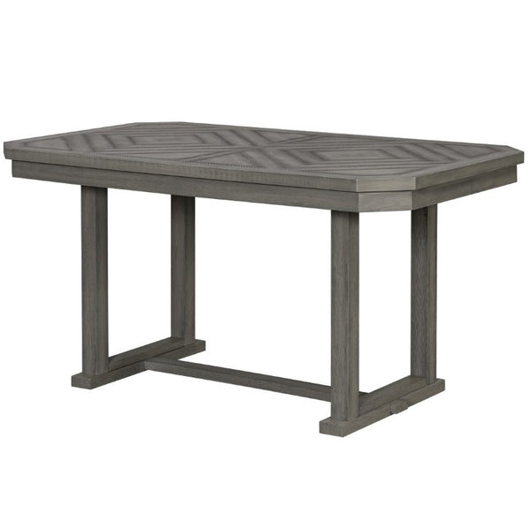 English Elm Trexm 6 Piece Acacia Veneer Dining Set with Wire Brushed Rubberwood Frame and Cushioned Chairs Grey ST000049AAE-2026