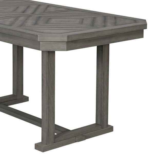 English Elm Trexm 6 Piece Acacia Veneer Dining Set with Wire Brushed Rubberwood Frame and Cushioned Chairs Grey ST000049AAE-2026