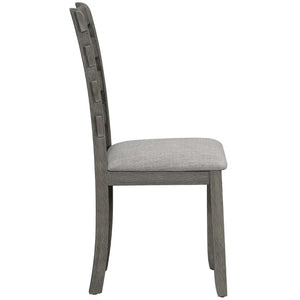 English Elm Trexm 6 Piece Acacia Veneer Dining Set with Wire Brushed Rubberwood Frame and Cushioned Chairs Grey ST000049AAE-2026