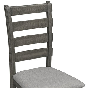 English Elm Trexm 6 Piece Acacia Veneer Dining Set with Wire Brushed Rubberwood Frame and Cushioned Chairs Grey ST000049AAE-2026