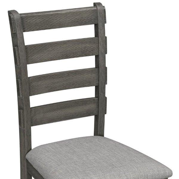 English Elm Trexm 6 Piece Acacia Veneer Dining Set with Wire Brushed Rubberwood Frame and Cushioned Chairs Grey ST000049AAE-2026