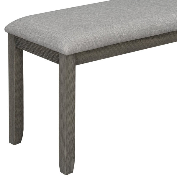 English Elm Trexm 6 Piece Acacia Veneer Dining Set with Wire Brushed Rubberwood Frame and Cushioned Chairs Grey ST000049AAE-2026