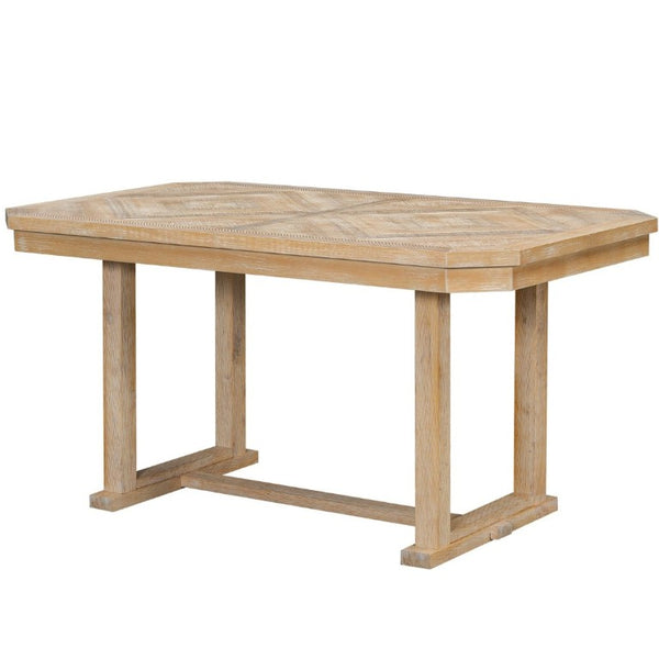 English Elm Trexm 6 Piece Acacia Veneer Dining Set with Wire Brushed Rubberwood Frame and Cushioned Chairs Natural ST000049AAN-2026