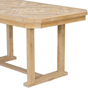 English Elm Trexm 6 Piece Acacia Veneer Dining Set with Wire Brushed Rubberwood Frame and Cushioned Chairs Natural ST000049AAN-2026