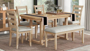 English Elm Trexm 6 Piece Acacia Veneer Dining Set with Wire Brushed Rubberwood Frame and Cushioned Chairs Natural ST000049AAN-2026