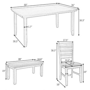 English Elm Trexm Six Person Rustic Rubberwood Dining Set with Linen Chairs and Bench Included ST000052AAE-2026