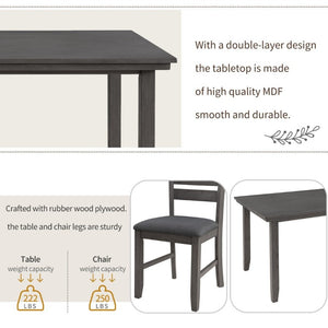 English Elm Trexm Six Person Rustic Rubberwood Dining Set with Linen Chairs and Bench Included ST000052AAE-2026