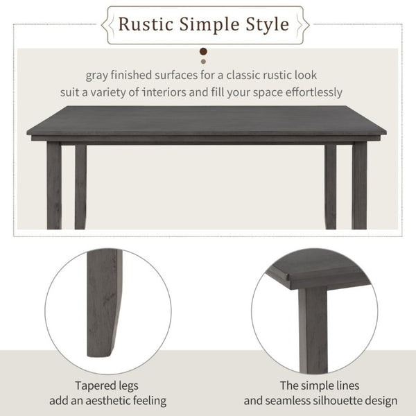 English Elm Trexm Six Person Rustic Rubberwood Dining Set with Linen Chairs and Bench Included ST000052AAE-2026