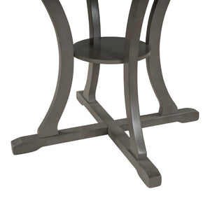 English Elm Trexm 5 Piece Round Bistro Dining Set with Carved Chairs and Storage Shelf Gray ST000056AAE