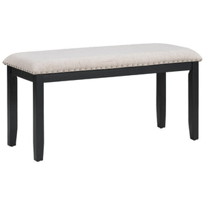 English Elm Trexm Six Seat Marble Veneer Dining Set with High Back Chairs Bench Matte Base ST000057AAK