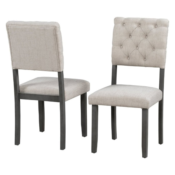 English Elm Trexm 6 Piece Retro Dining Set Pine Veneer Table Burlap Upholstered Chairs and Bench ST000059AAE-2026