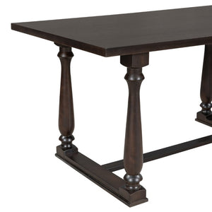 English Elm Trexm 6 Piece Espresso Pine Veneer Dining Set with Tufted Burlap Upholstered Seating ST000059AAP-2026