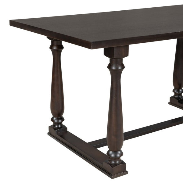 English Elm Trexm 6 Piece Espresso Pine Veneer Dining Set with Tufted Burlap Upholstered Seating ST000059AAP-2026