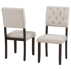 English Elm Trexm 6 Piece Espresso Pine Veneer Dining Set with Tufted Burlap Upholstered Seating ST000059AAP-2026