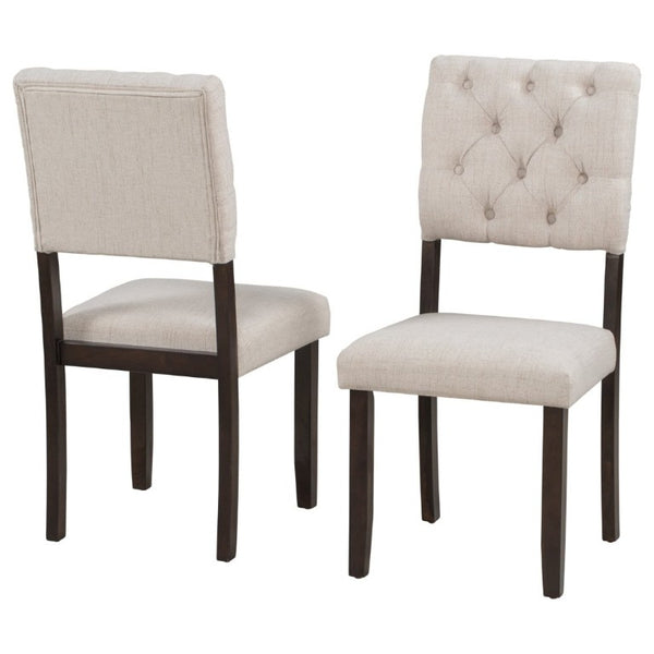 English Elm Trexm 6 Piece Espresso Pine Veneer Dining Set with Tufted Burlap Upholstered Seating ST000059AAP-2026
