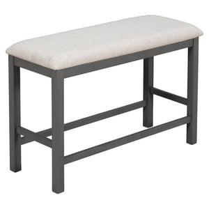 English Elm Trexm Farmhouse Counter Height Dining Set with Ladder Back Chairs Bench and Shelf Gray ST000064AAE-2026
