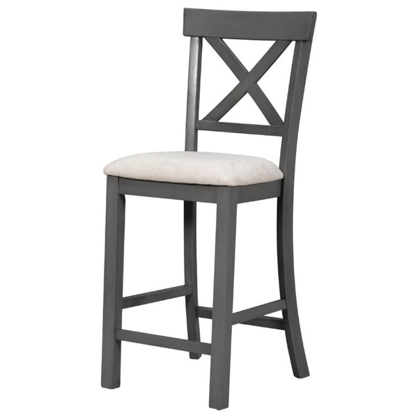 English Elm Trexm Farmhouse Counter Height Dining Set with Ladder Back Chairs Bench and Shelf Gray ST000064AAE-2026