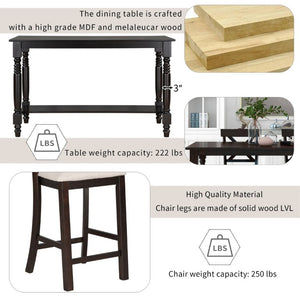 English Elm Trexm Farmhouse Counter Height Dining Set with Ladder Back Chairs Bench and Shelf Espresso ST000064AAP-2026