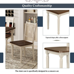 English Elm Trexm Farmhouse Six Seat Dining Set with Turned Legs Bench and Four Chairs in Wood ST000065AAD