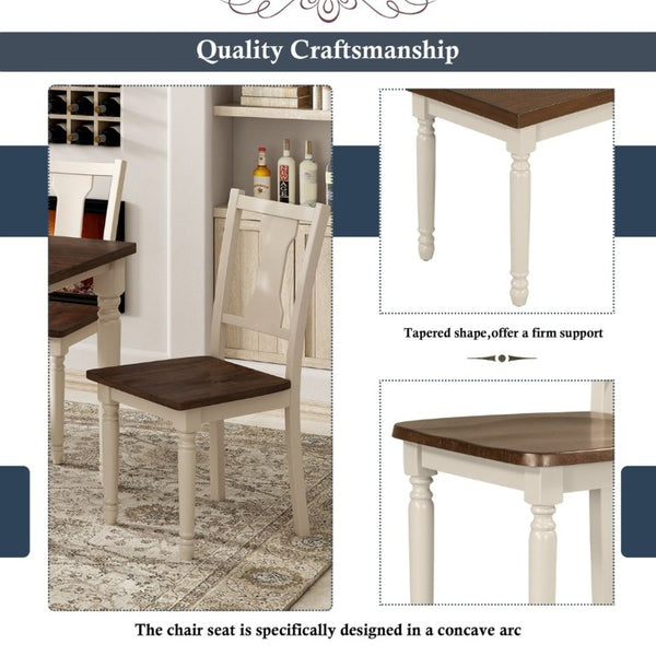 English Elm Trexm Farmhouse Six Seat Dining Set with Turned Legs Bench and Four Chairs in Wood ST000065AAD