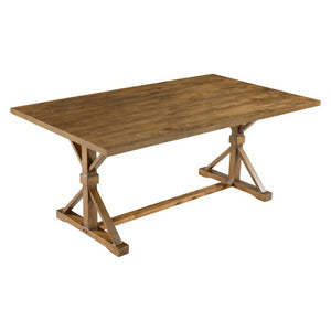 English Elm Trexm Farmhouse 6 Piece Dining Set with Trestle Table Four Tufted Chairs and Bench Walnut ST000067AAD