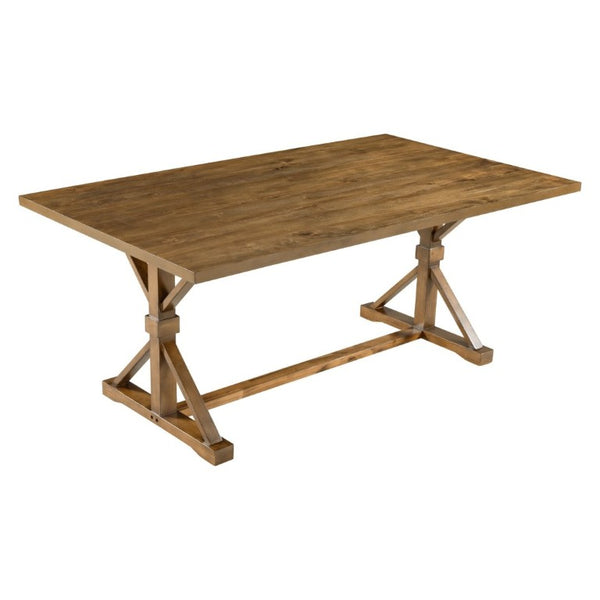 English Elm Trexm Farmhouse 6 Piece Dining Set with Trestle Table Four Tufted Chairs and Bench Walnut ST000067AAD