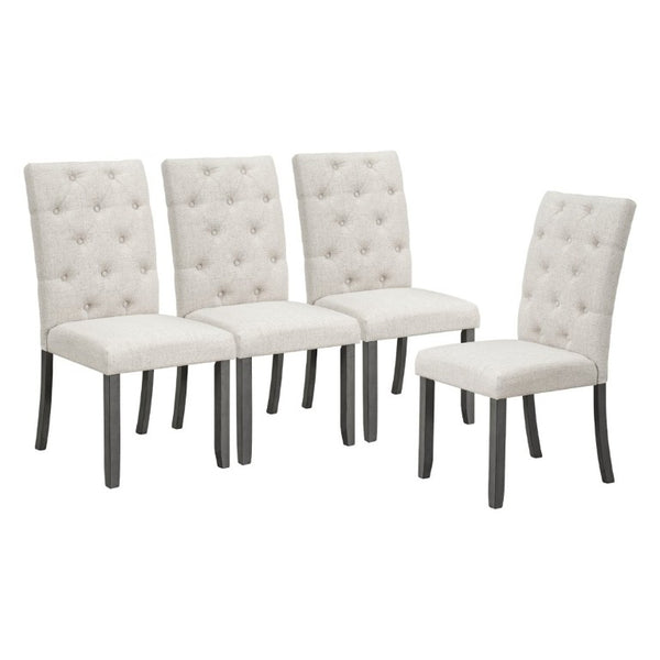 English Elm Trexm Farmhouse 6 Piece Dining Set with Trestle Table Four Tufted Chairs and Bench Gray ST000067AAE