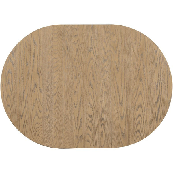 English Elm Trexm Farmhouse Round Extendable Dining Set Acacia Veneer Table with 4 Nailhead Chairs Oak Natural Wood + Antique White ST000074AAD--2026
