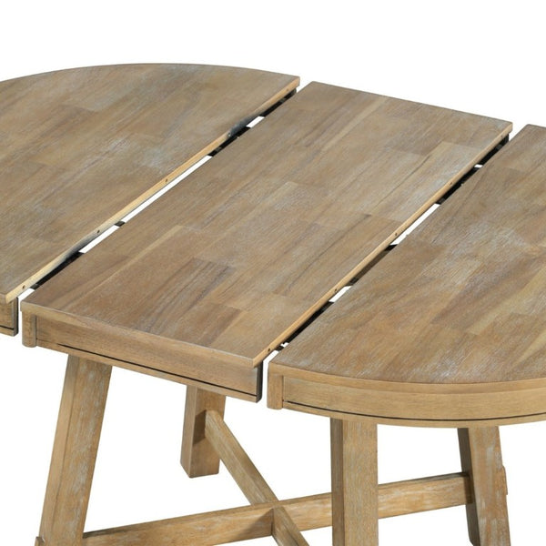English Elm Trexm Farmhouse Round Extendable Dining Set Acacia Veneer Table with 4 Nailhead Chairs Natural Wood Wash ST000074AAE--2026