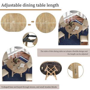 English Elm Trexm Farmhouse Round Extendable Dining Set Acacia Veneer Table with 4 Nailhead Chairs Natural Wood Wash ST000074AAE--2026