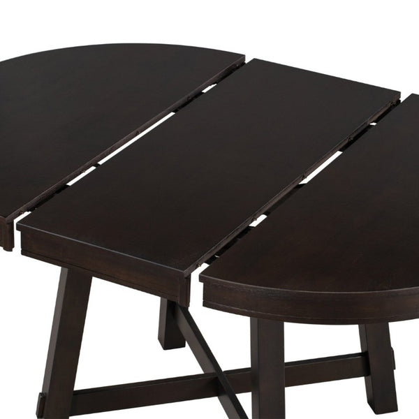 English Elm Trexm Farmhouse Round Extendable Dining Set Acacia Veneer Table with 4 Nailhead Chairs Espresso ST000074AAP--2026